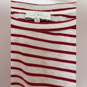 Lucky Brand Crimson and Cream Striped Tee